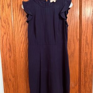 LOFT Navy Ruffle Sleeve Mini Dress